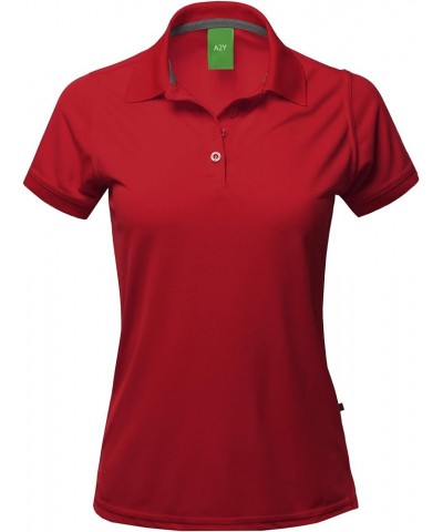 Women's Basic Casual Essentials 4-Button Junior-Fit PK Cotton Pique Polo Shirt Yawsts0003 Red $8.15 Shirts