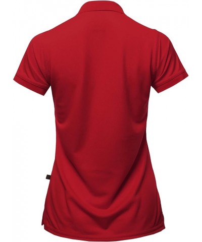 Women's Basic Casual Essentials 4-Button Junior-Fit PK Cotton Pique Polo Shirt Yawsts0003 Red $8.15 Shirts