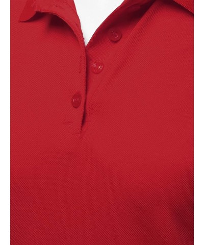 Women's Basic Casual Essentials 4-Button Junior-Fit PK Cotton Pique Polo Shirt Yawsts0003 Red $8.15 Shirts