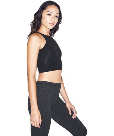 Women's Cotton Spandex Sleeveless Crop Top Black $11.38 Tanks