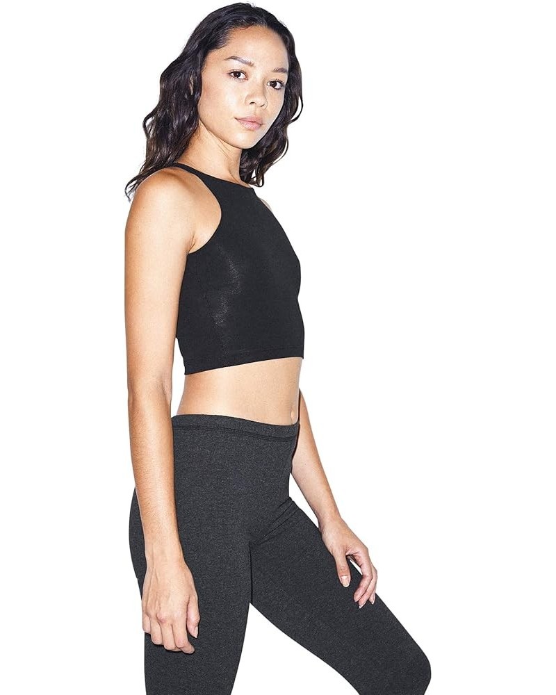 Women's Cotton Spandex Sleeveless Crop Top Black $11.38 Tanks