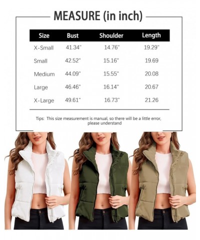 Womens Puffer Vest Sleeveless Cropped Puffer Lightweight Jacket Coat with Pockets Black $13.50 Jackets