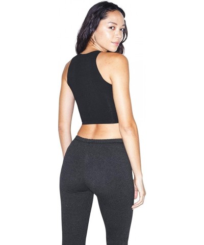 Women's Cotton Spandex Sleeveless Crop Top Black $11.38 Tanks