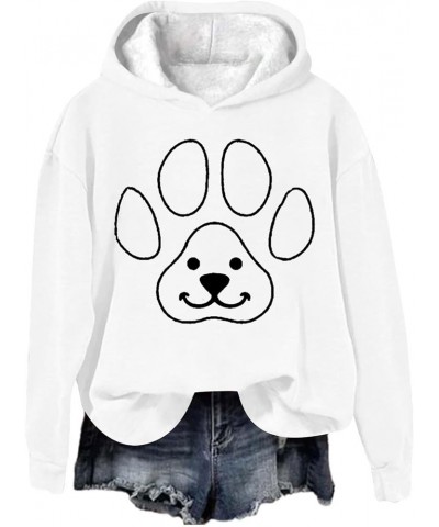 Women's Oversized Fleece Hoodies Casual Cute Love Heart Dog Paw Print Sweatshirts 2023 Winter Fashion Long Sleeve Sweaters 2w...