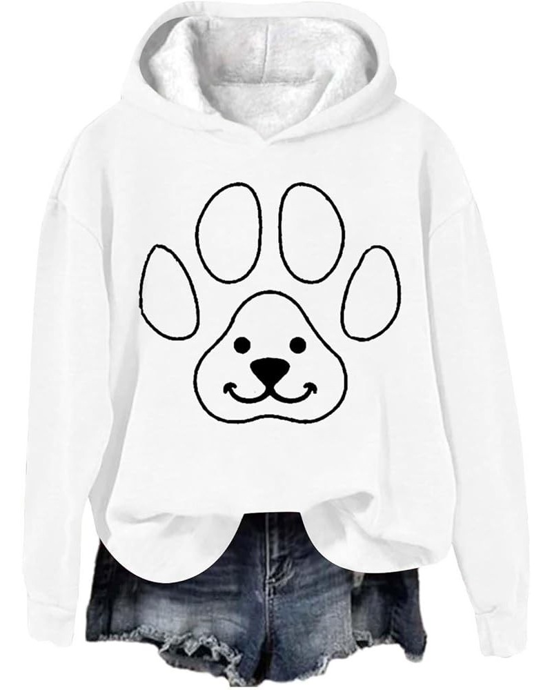 Women's Oversized Fleece Hoodies Casual Cute Love Heart Dog Paw Print Sweatshirts 2023 Winter Fashion Long Sleeve Sweaters 2w...