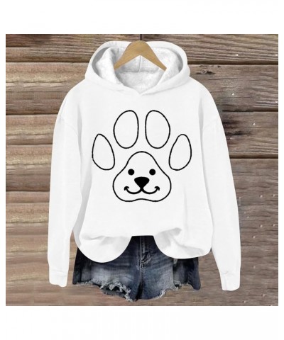 Women's Oversized Fleece Hoodies Casual Cute Love Heart Dog Paw Print Sweatshirts 2023 Winter Fashion Long Sleeve Sweaters 2w...