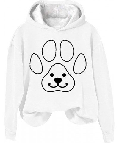 Women's Oversized Fleece Hoodies Casual Cute Love Heart Dog Paw Print Sweatshirts 2023 Winter Fashion Long Sleeve Sweaters 2w...