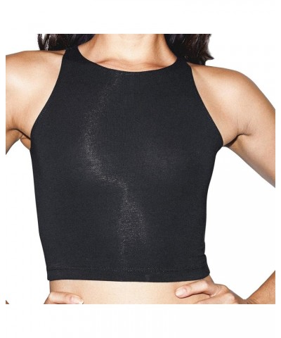 Women's Cotton Spandex Sleeveless Crop Top Black $11.38 Tanks