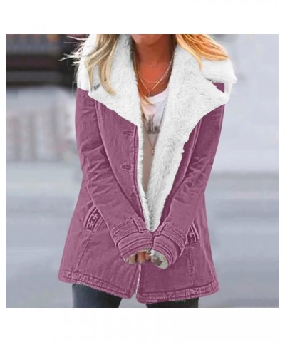 Winter Coats for Women Fleece Lined Plus Size Sherpa Jacket Fashion Lapel Thicken Coat Thermal Outerwear Pockets C-purple $11...