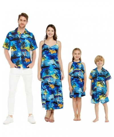 Matchable Family Hawaiian Luau Men Women Girl Boy Clothes in Sunset Blue Women Women Short Poncho $7.54 Jewelry