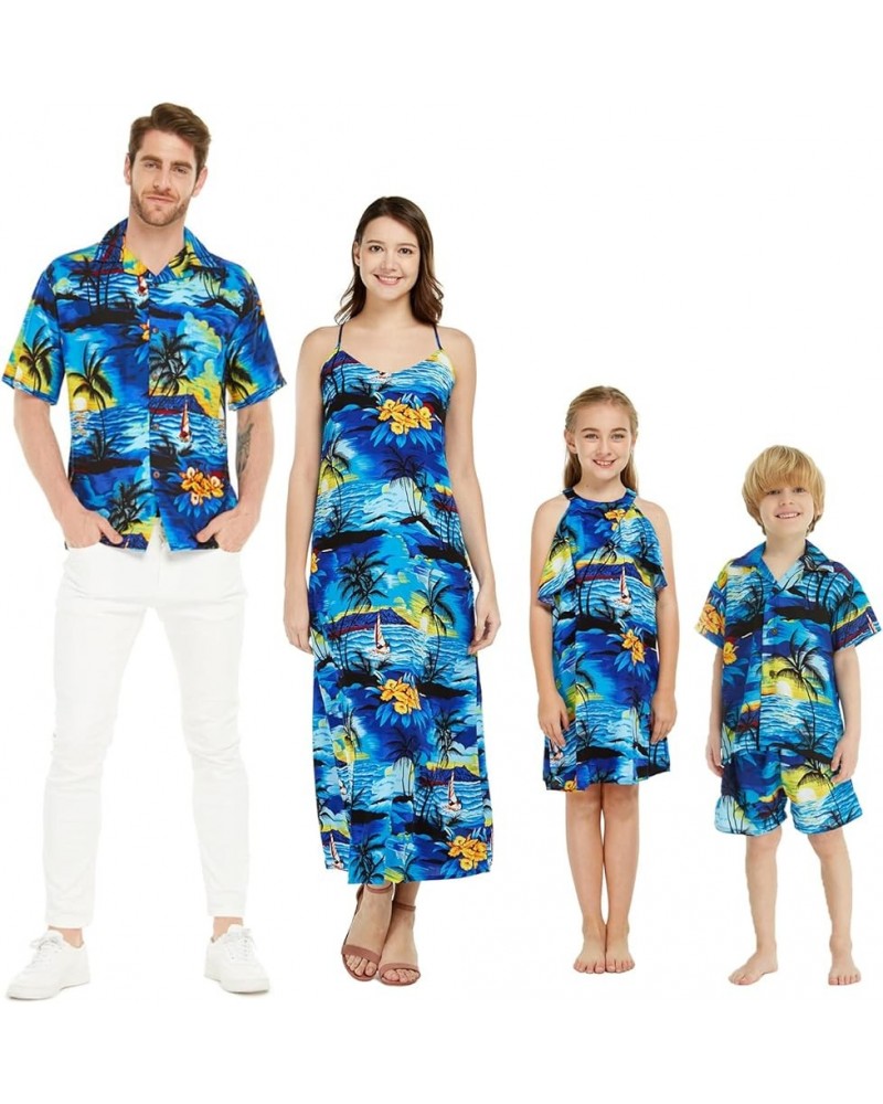 Matchable Family Hawaiian Luau Men Women Girl Boy Clothes in Sunset Blue Women Women Short Poncho $7.54 Jewelry