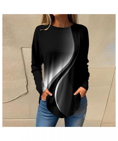 Sweatshirt For Women,Womens Casual Print Long Round Neck T Shirts Blouses To Wear With Leggings Tops Tunic 2-black $9.07 Tops