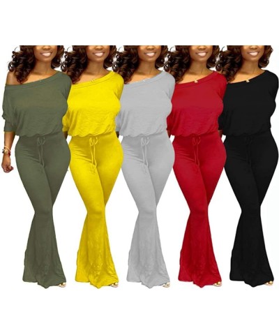 Women's Sexy One Shoulder Slit Sleeve High Waist One Piece Pant Outfit Wide Leg Jumpsuit Romper Yellow 6 $22.90 Jumpsuits