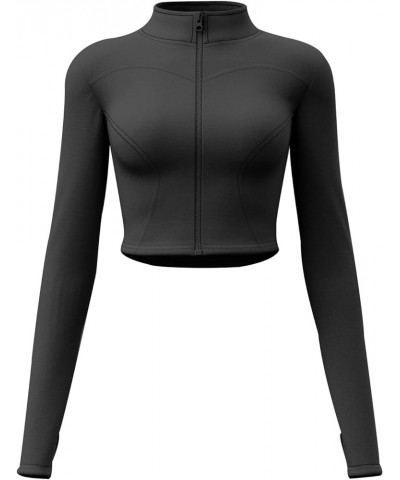 Women's Lightweight Athletic Zip Up Long Sleeve Crop Workout Running Sports Yoga Jacket Black $9.83 Jackets