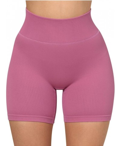 Women Ribbed Seamless Leggings High Waisted Workout Gym Yoga Pants 17 Shorts Hot Pink $10.48 Activewear