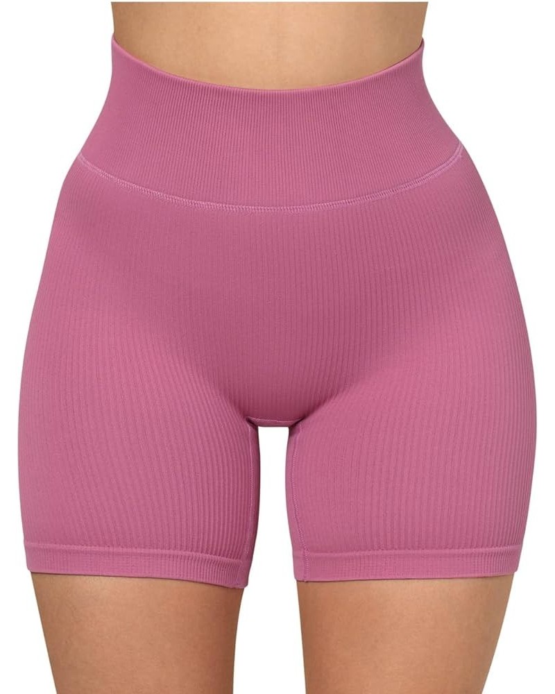 Women Ribbed Seamless Leggings High Waisted Workout Gym Yoga Pants 17 Shorts Hot Pink $10.48 Activewear