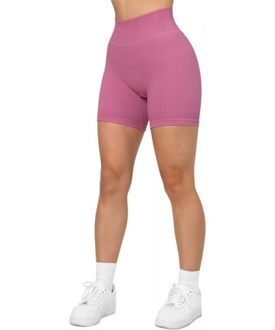 Women Ribbed Seamless Leggings High Waisted Workout Gym Yoga Pants 17 Shorts Hot Pink $10.48 Activewear