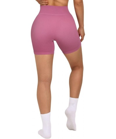 Women Ribbed Seamless Leggings High Waisted Workout Gym Yoga Pants 17 Shorts Hot Pink $10.48 Activewear