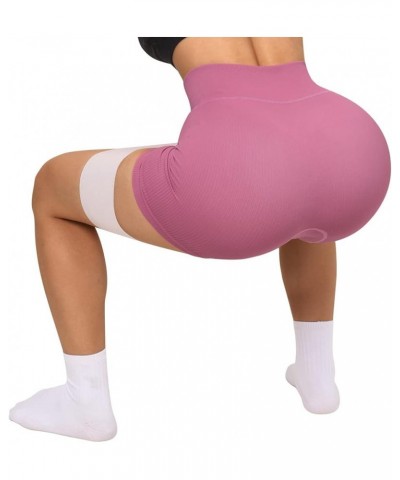 Women Ribbed Seamless Leggings High Waisted Workout Gym Yoga Pants 17 Shorts Hot Pink $10.48 Activewear