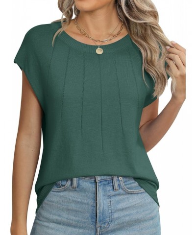 Women's Dressy Crew Neck Sleeveless Sweater Vest Casual Solid Cap Sleeve Knit Pullover Tank Tops 2024 Clothes,Green,L $12.53 ...