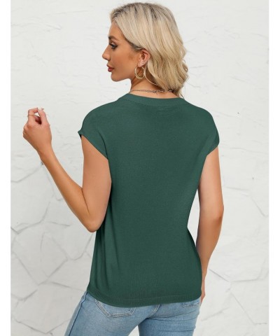 Women's Dressy Crew Neck Sleeveless Sweater Vest Casual Solid Cap Sleeve Knit Pullover Tank Tops 2024 Clothes,Green,L $12.53 ...