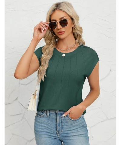 Women's Dressy Crew Neck Sleeveless Sweater Vest Casual Solid Cap Sleeve Knit Pullover Tank Tops 2024 Clothes,Green,L $12.53 ...