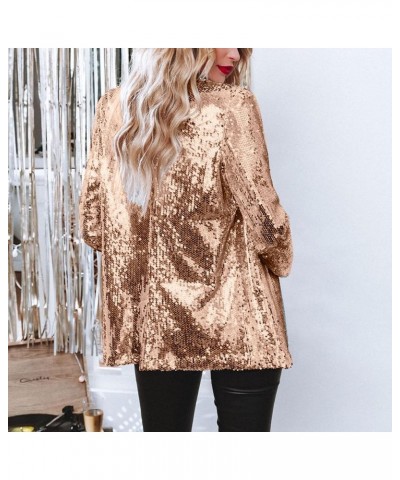 Women Sequins Blazer Sequin Jacket Casual Long Sleeve Glitter Party Shiny Lapel Coat Rave Womens Coats Gold $19.71 Blazers