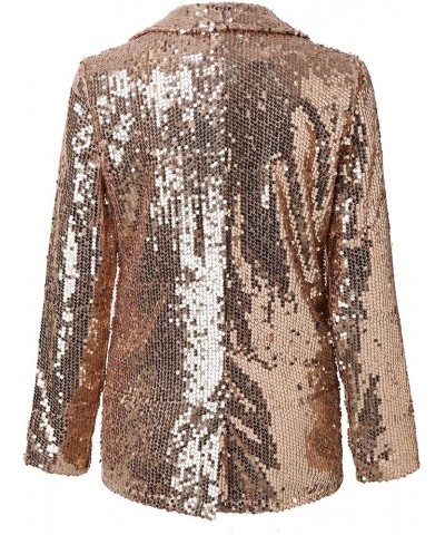 Women Sequins Blazer Sequin Jacket Casual Long Sleeve Glitter Party Shiny Lapel Coat Rave Womens Coats Gold $19.71 Blazers