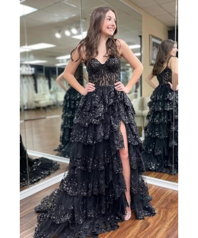 Women Tiered Tulle Lace Appliques Prom Dress A-Line Formal Ball Gown for 2023 Evening Party Dresses Olive Green $46.64 Dresses