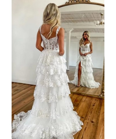 Women Tiered Tulle Lace Appliques Prom Dress A-Line Formal Ball Gown for 2023 Evening Party Dresses Olive Green $46.64 Dresses