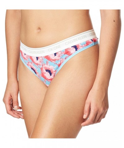 Women's Ck One Cotton Thong Panty Prosper Floral Print_pink Smoothie $7.19 Lingerie