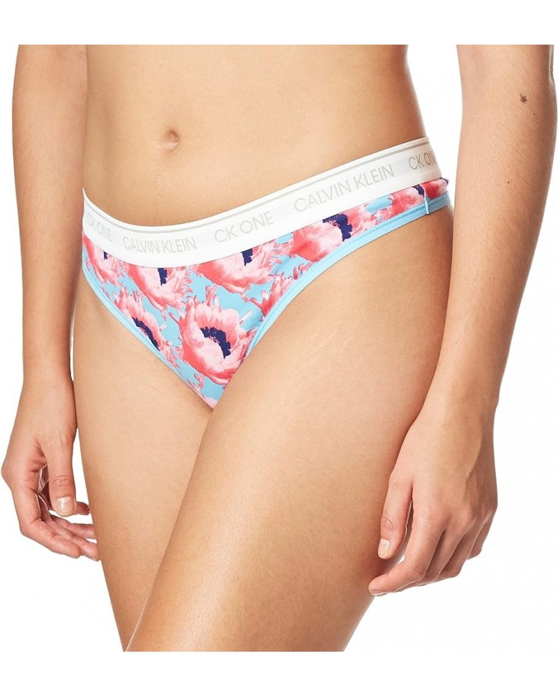 Women's Ck One Cotton Thong Panty Prosper Floral Print_pink Smoothie $7.19 Lingerie