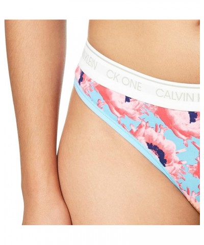 Women's Ck One Cotton Thong Panty Prosper Floral Print_pink Smoothie $7.19 Lingerie