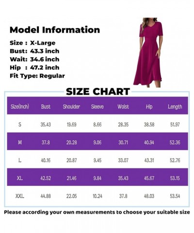 Women's Spring Dresses 2024 Short Sleeve V Neck High Waist Chiffon Dress Summer Swing Maxi Dresses 04-red $25.64 Others