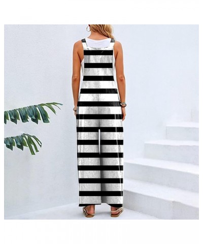 Women's Rompers,Printing Sleeveless Long Bib Pant Straps Tank Tops Romper Soft Long Pants Rompers with Pockets 2-white $13.24...