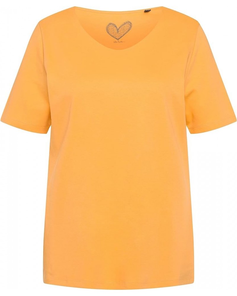 Womenswear Plus Size Curvy Oversize Double Layer Rounded V-Neck Slim Fit Tee 810528 Cantaloupe Orange $16.49 Tops