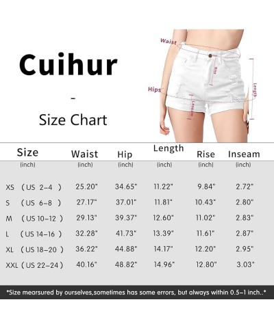 Women's Summer Casual Denim High Waisted Folded Hem Distressed Ripped Jeans Shorts Ricewhite $14.91 Shorts