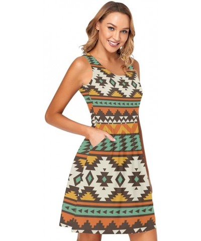 Women's Summer Sleeveless Casual Dress Print Pleated Sun Dresses with Pockets Multi 7 $14.68 Dresses