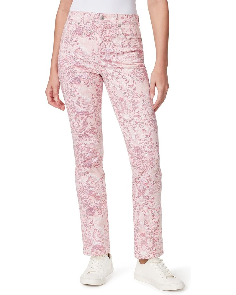 Women's Plus Size Amanda Classic High Rise Tapered Jean, Rosy Pink Roman Scrolls $13.43 Jeans