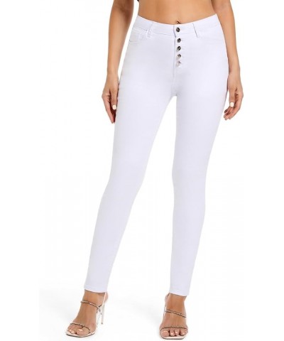 Womens High Waist Stretch Jeans 5 Button Push Up Butt Lifting Skinny Colombian Jeans White $19.24 Jeans