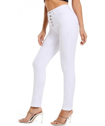 Womens High Waist Stretch Jeans 5 Button Push Up Butt Lifting Skinny Colombian Jeans White $19.24 Jeans