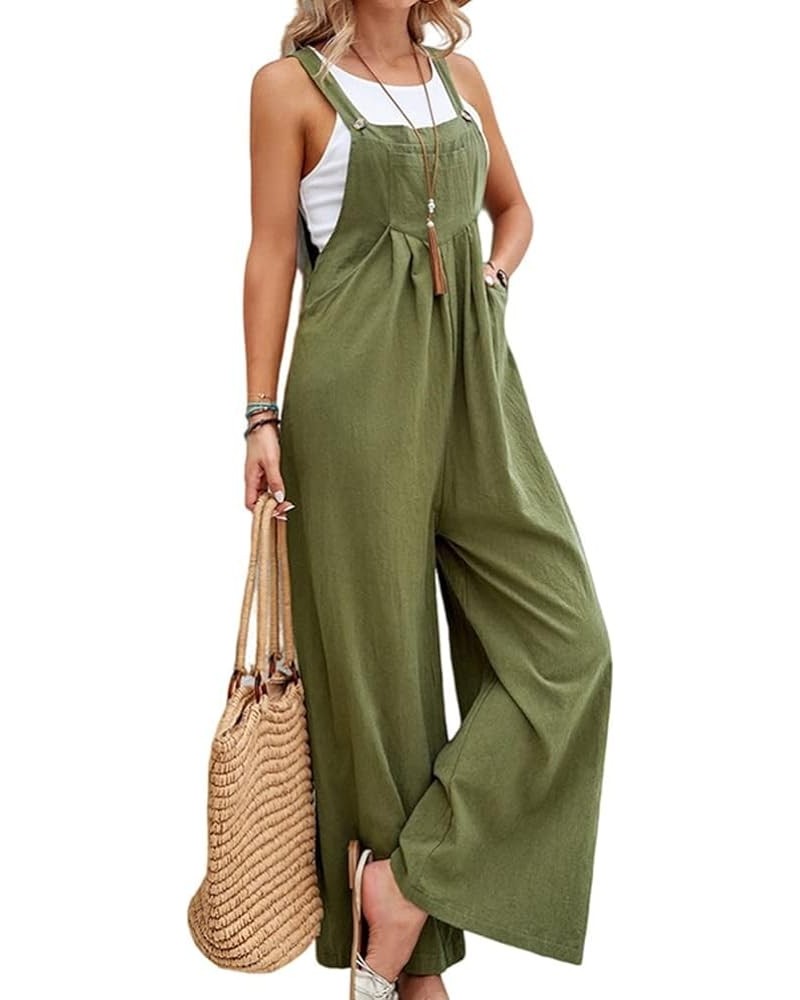 Baggy Overalls for Women 90s Summer Baggy Jumpsuits Plus Size Jumpers Rompers Casual Sleeveless Wide Leg Jumpsuit Green-1 $13...