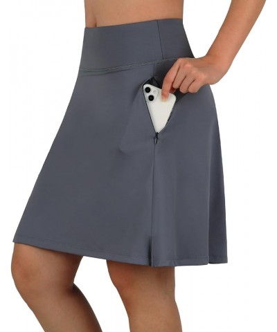 Women's Skorts Skirts 20" Knee Length,Tennis Golf Pickleball Sports Skirts with High Waisted Zipper Pockets Grey $17.60 Skirts