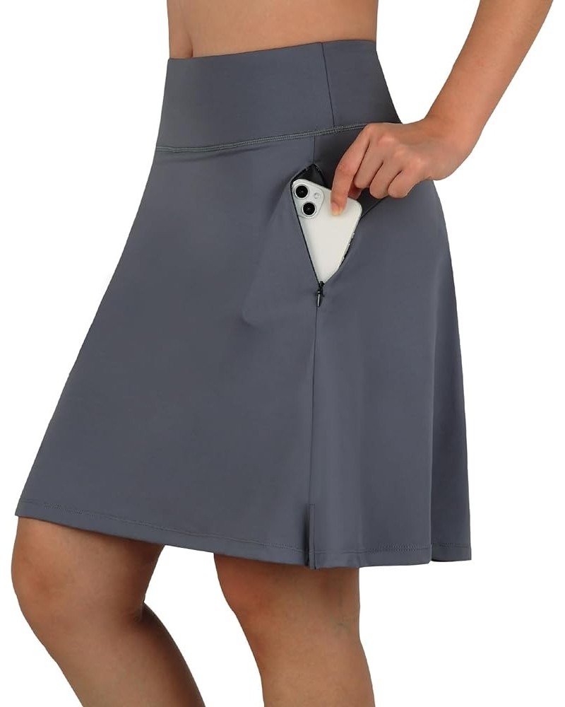 Women's Skorts Skirts 20" Knee Length,Tennis Golf Pickleball Sports Skirts with High Waisted Zipper Pockets Grey $17.60 Skirts