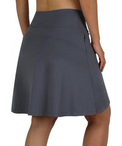 Women's Skorts Skirts 20" Knee Length,Tennis Golf Pickleball Sports Skirts with High Waisted Zipper Pockets Grey $17.60 Skirts