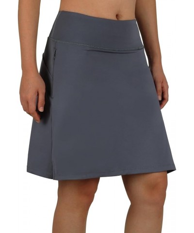 Women's Skorts Skirts 20" Knee Length,Tennis Golf Pickleball Sports Skirts with High Waisted Zipper Pockets Grey $17.60 Skirts