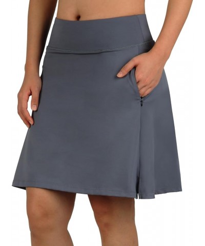 Women's Skorts Skirts 20" Knee Length,Tennis Golf Pickleball Sports Skirts with High Waisted Zipper Pockets Grey $17.60 Skirts