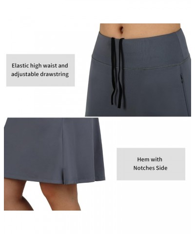 Women's Skorts Skirts 20" Knee Length,Tennis Golf Pickleball Sports Skirts with High Waisted Zipper Pockets Grey $17.60 Skirts