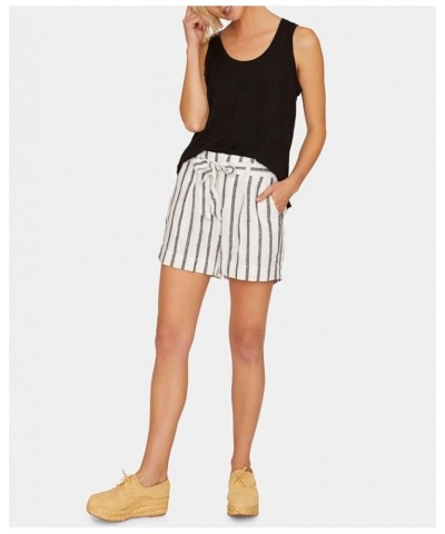 Sanctuary Womens Inland High Rise Striped Shorts Ivory/Black $6.48 Shorts