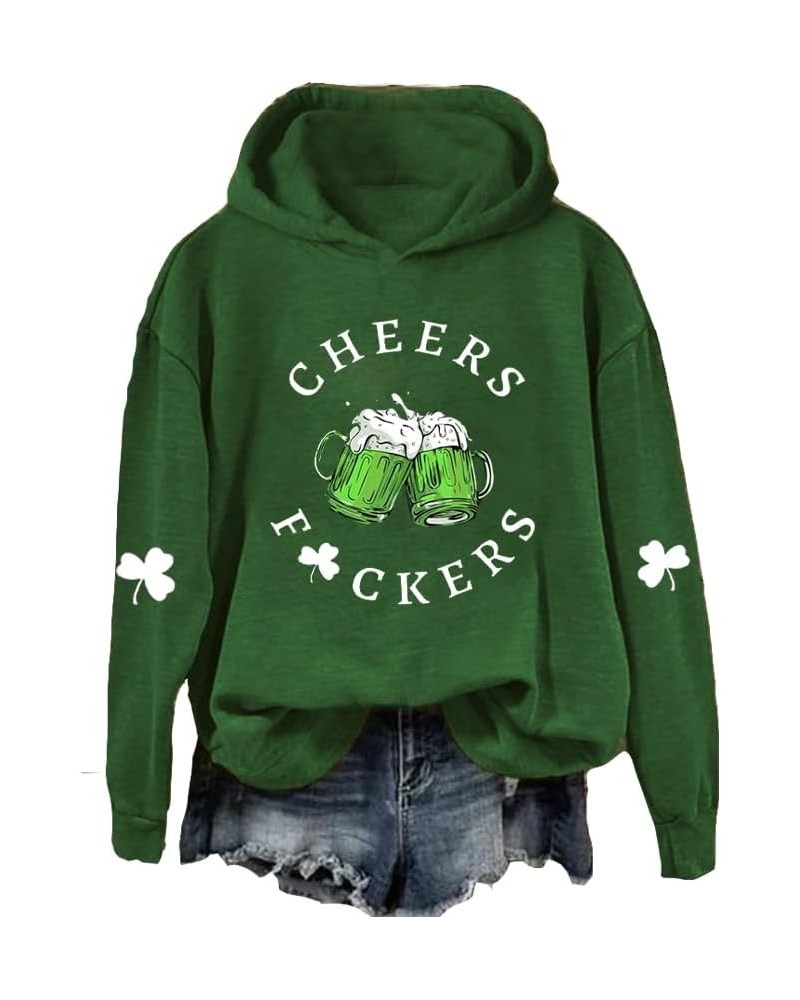 Cheers Fuckers Sweatshirt Long Sleeve St. Patrick'S Day Shirt Funny Hoodie Green $14.21 Hoodies & Sweatshirts